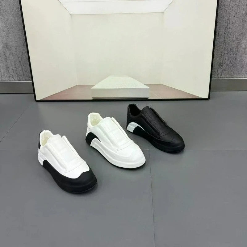 Platform Shoes Men's Sneakers Trend Flat Leather Male Casual Shoes Soft Sole Running Shoes Designer Increased Internal Footwear