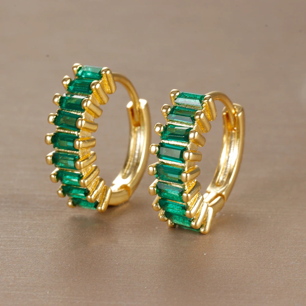 Vintage Stainless Steel Circle Hoop Earrings For Women Colorful Cz Crystal Huggie Ear Buckle Wedding Jewelry Gift aretes...