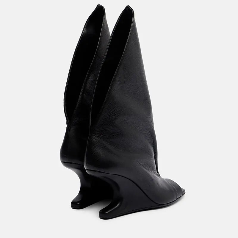 2026 European and American Women's Trendy, Niche, Personalized, Unique, Sloping, Sexy, Open Toed, Fishmouth, Sleeve Short Boots - Kimlud