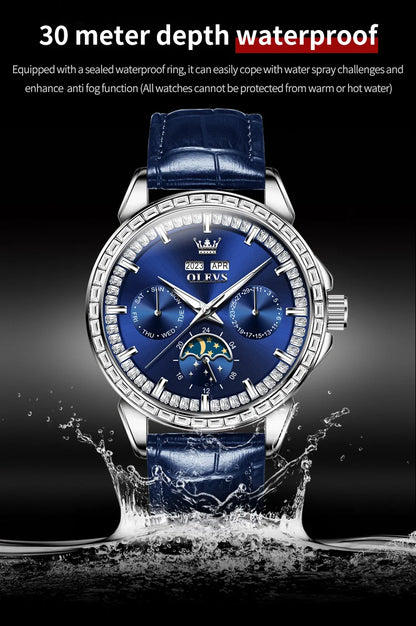OLEVS 6695 Luxury Man Watch Original Brand Diamond Bezel Moon Phase Waterproof Glow Automatic Mechanical Wrist Watches...