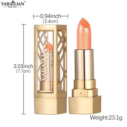 12 Color Gold Tube Lipstick Matte Metallic Glitter Lipstick Waterproof Non-Fade Shimmery Pearl Sparkling Red Lip Gloss Makeup