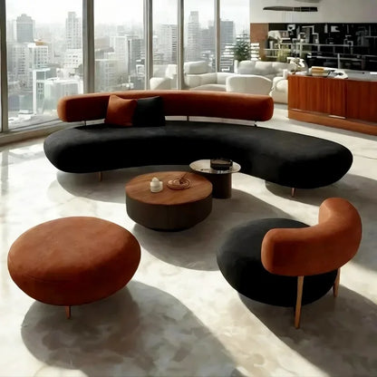 Round Curved Living Room Sofas Pouf Armchair Couch Lazy Office Living Room Sofas Recliner Sectional Muebles Library Furniture - Kimlud