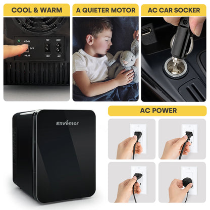 Enventor 4L Mini Refridgerator Portable Car Skincare Fridge Multi-functional Thermoelectric Cooler and Warmer For Summer Camping - Kimlud