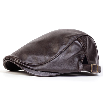 Men Retro Pu Leather Newsboy Caps JAMONT labeling British Painters Hats Spring Autumn Side Adjustable Flat Cap Hip Hop...