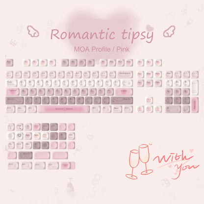 MOA Profile PBT Key caps White Milky Way Five Sided Dye Sublimation Keycaps for Cherry Gateron MX Switches Mechanical Keyboard