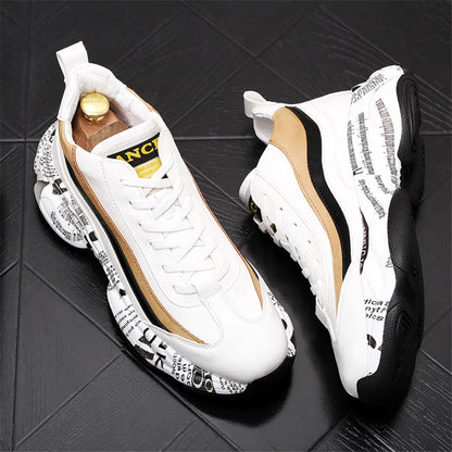 New Fashion Thick Sole Platform Sneakers Men Vulcanize Shoes Man Mixed Color Chunky Shoes Men Trainers Soft Shoes BM1198