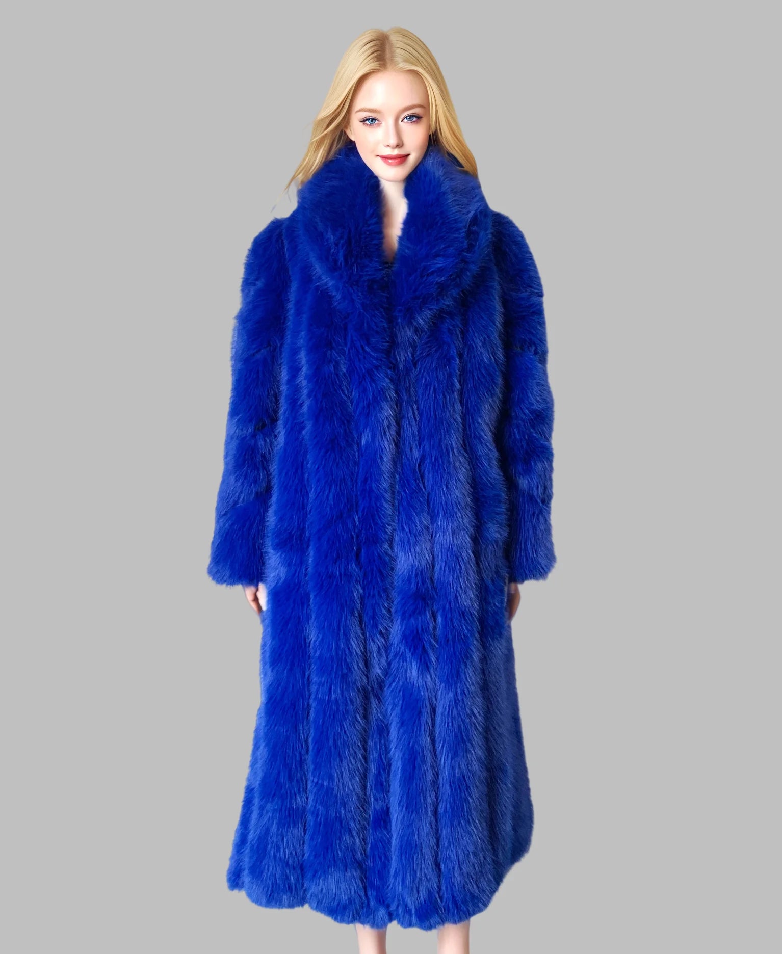 Chic Oriented Women's Faux Grass Outerwear Fashionable Casual Comfort Autumn-Winter Long Solid Color Lapel Faux Grass Coat