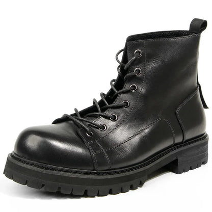Durable Goodyear-Welted Motorcycle Rugged Heritage Boots Vintage Oil Genuine Leather  Punk For Men Cowhide High-Cut Shoes
