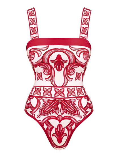 2026 New Ethnic Style Printed One Piece Swimsuit For Women Swimwear And Beach Sarong High Waist Bathing Suit Beachwear Monokini - Kimlud