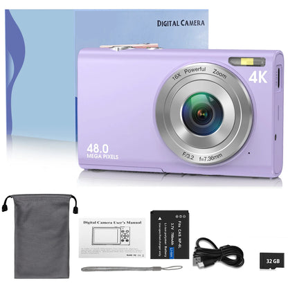 4K Digital Camera Autofocus Vlogging Camera HD 48MP with 2.8" Large Screen Camcorder Camera for Photography for Kid Adult - Kimlud