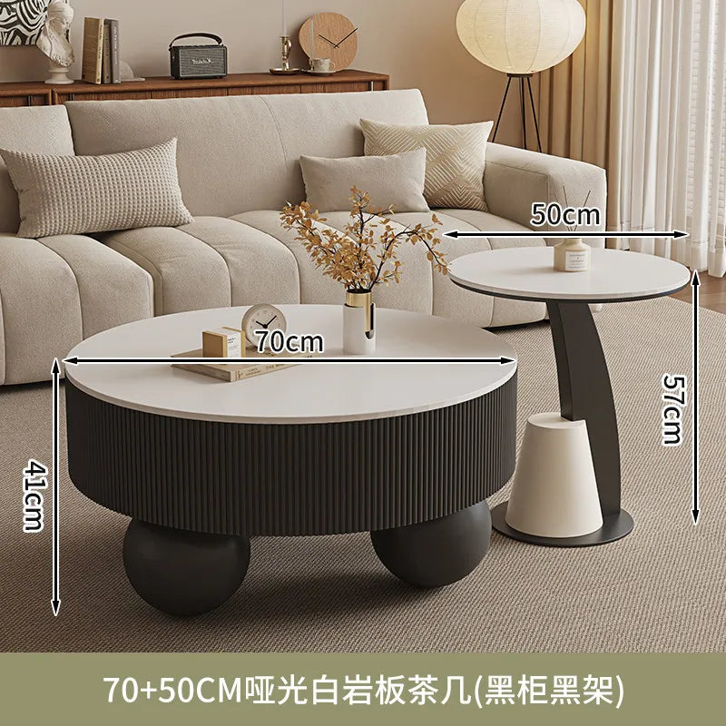 Round Designer Coffee Table Storage Nordic Aesthetic Minimalist Coffee Table Drawers Italian Simple Mesa Auxiliar Home...