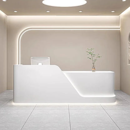 Organizers Minimalist Reception Desks Led Lights Curved Modern Reception Desks Beauty Salon Comptoire Accueil Trendy Furniture - Kimlud