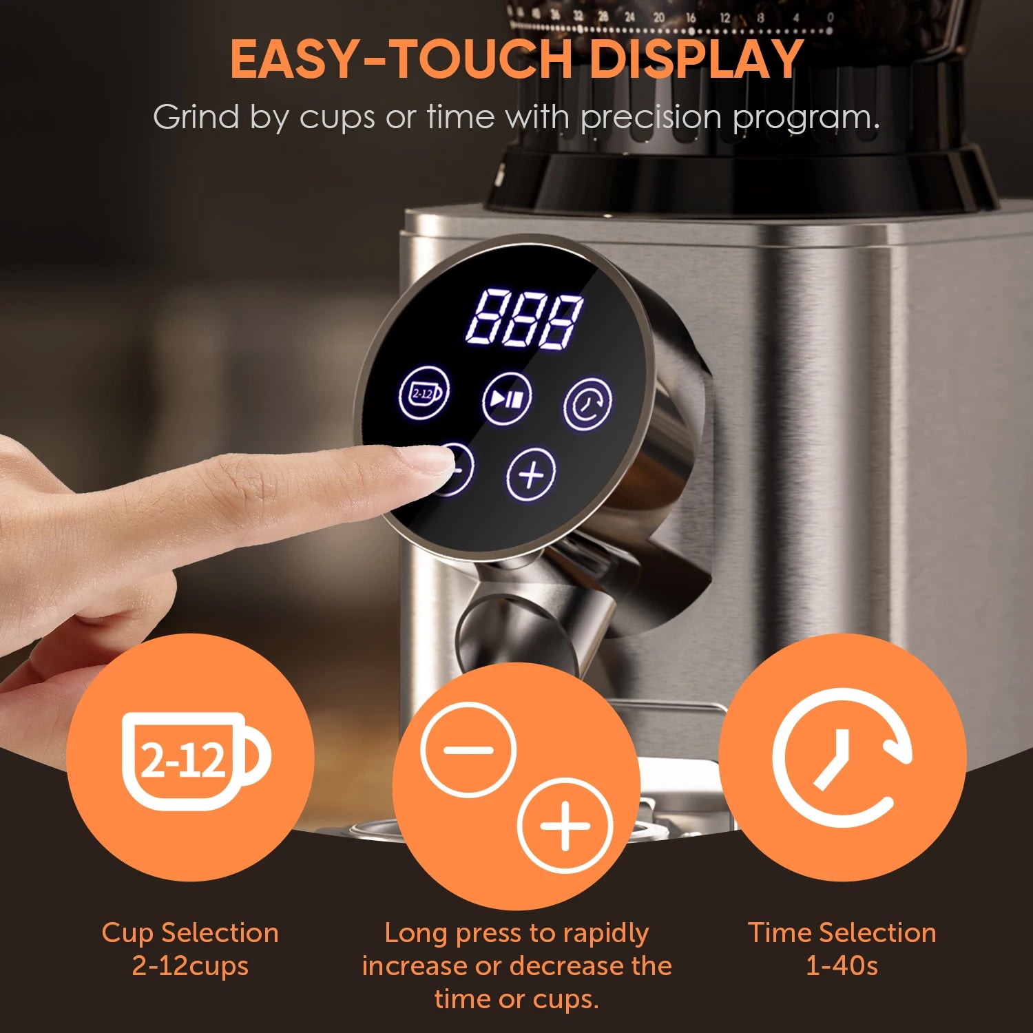 BioloMix Professional Conical Burr Grinder 48 Adjustable Settings with Removable Holder for Espresso Drip and French...