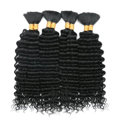Human Braiding Hair Deep Water Wave Bulk No Weft Design 110g 1 Bulks Full Thick Bouncy Curly Bulk Hair Extensions For...