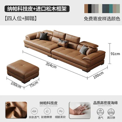 European Living Room Sofa Genuine Leather Sectional Corner Sofas Modular Luxury Sofa Sala De Estar De Luxo Modern Furniture - Kimlud