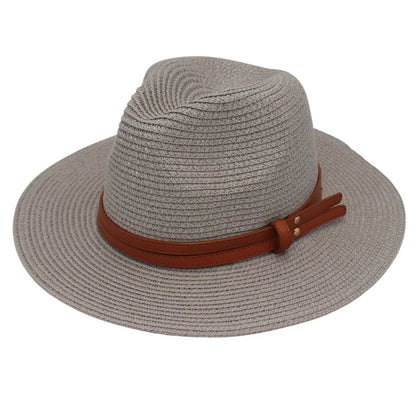 Summer Straw Sun Hat Panama Hats Grass Knitted Gift Hat Breathable Leisure Jazz Hat European American Style Straw Hat Beach Caps - Kimlud