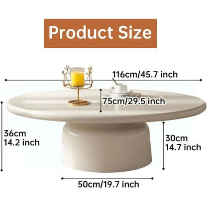 Oval Coffee Table for Living Room Modern Irregular Coffee Table Asymmetrical Unique Center Table (G White 45.7in)