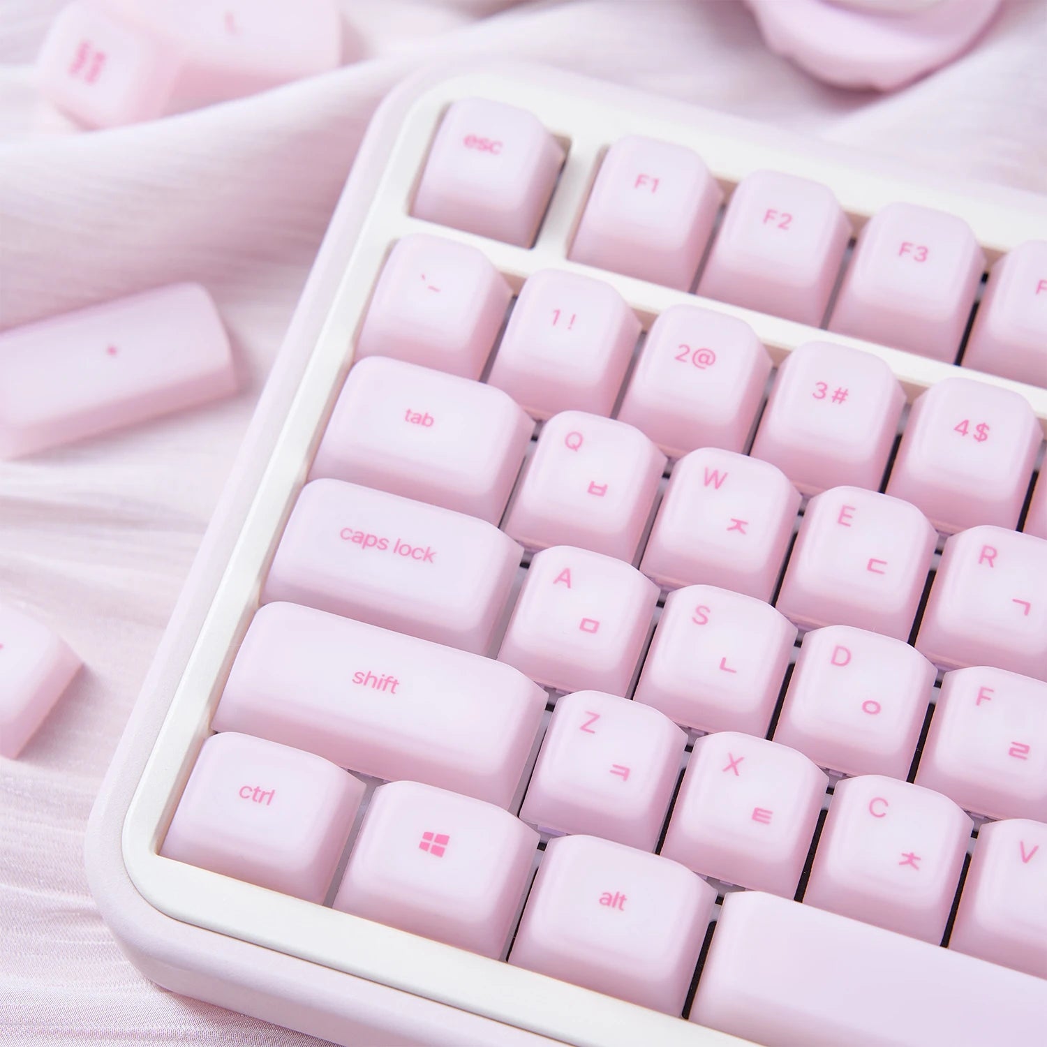 113 Keys Korean Hangul Keycaps Silicone PC Cherry Profile PC for custom Gaming mechanical keyboard personalized pink key caps