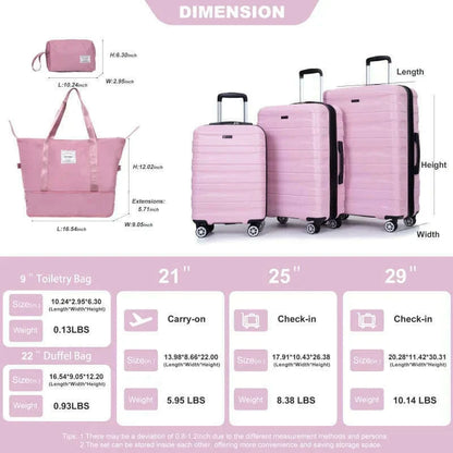Luggage Sets 3 Piece Suitcases with Double Spinner Wheel,Suitcase Set ABS Hard Case Luggage with TSA Lock