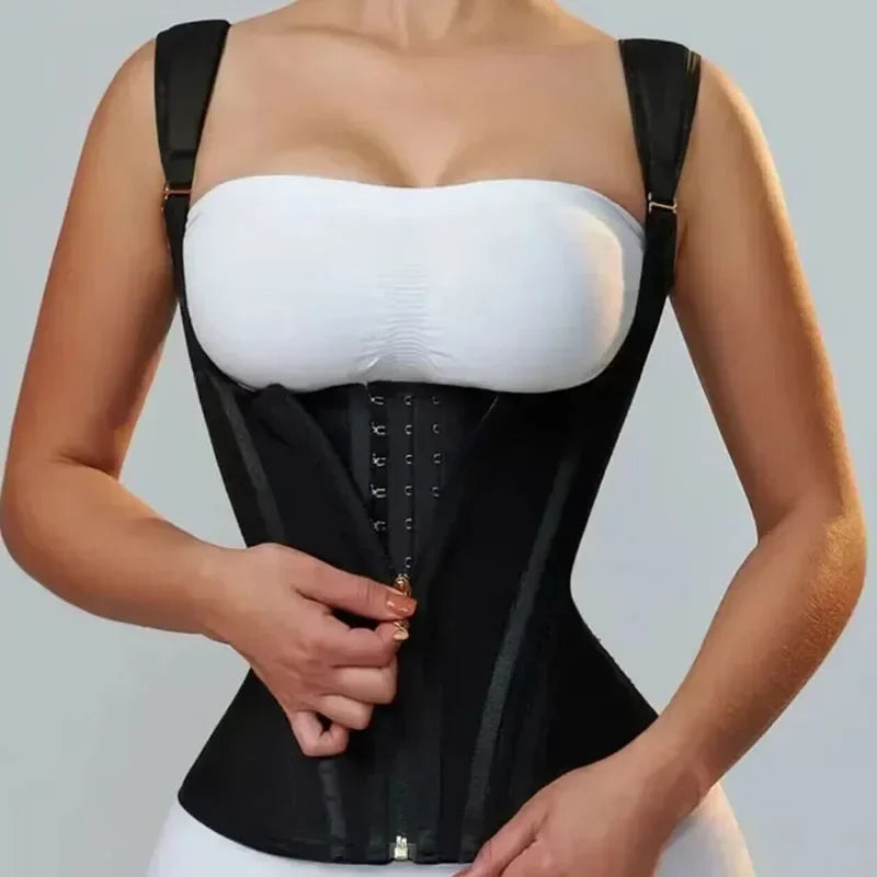 Fajas Colombianas Body Shaper Shapewear Women Vest Tops Double Compression Waist Trainer Corset Adjustable Zipper and Hook-eyes - Kimlud