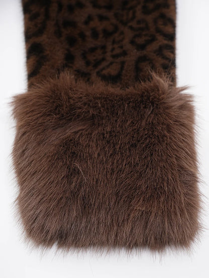 ZMEENNA Brown Leoppard Print Big Size Long Faux Fur Jacket New Lapel Long Sleeve Women Coat Fashion Autumn Winter 2024 ZM593