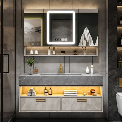 Bathroom Furniture Solid Wood Cabinet With Sink Wash Basin With And Mirror Vanity Toilet Simple Modern Washbasin Light Luxury Sl - Kimlud