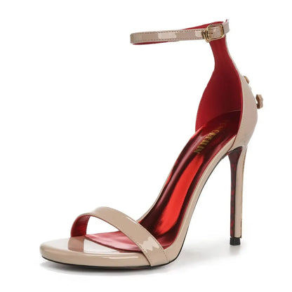 Elegant Sexy Patent Leather High Heeled Sandals Luxury Designer Fine Heel Fashion Women Zapatos