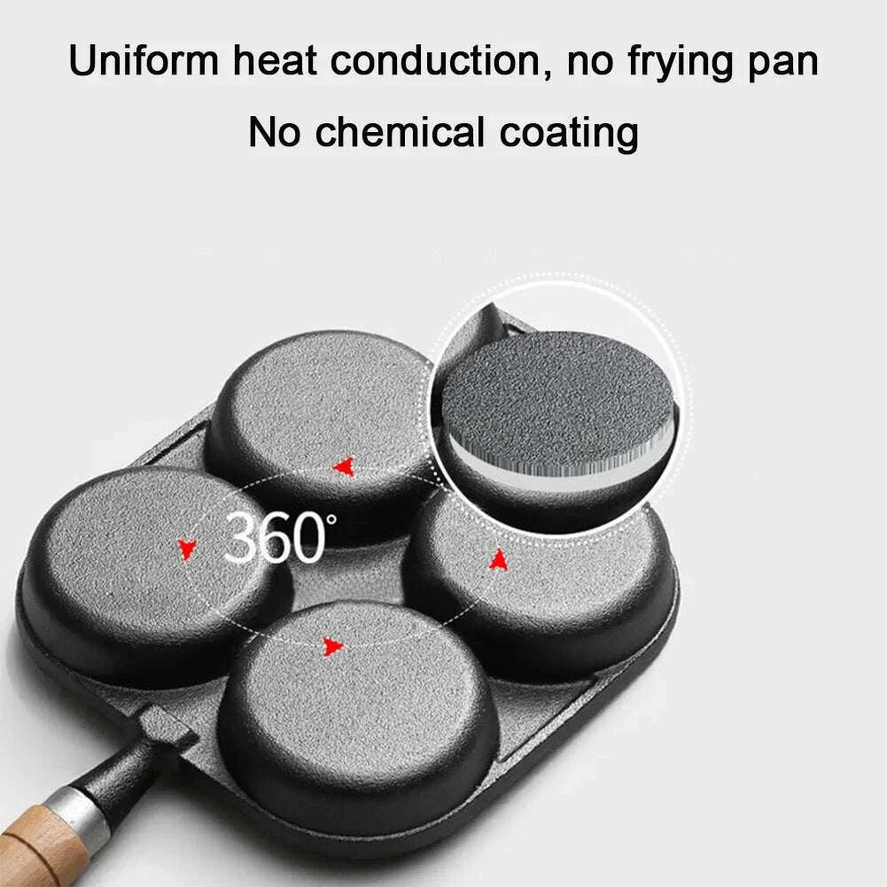 4-Hole Egg Frying Pan Nonstick Cookware Steak Pancake Pans Omelet Pan Frying Pot Suitable for Gas Stove Induction Cooker