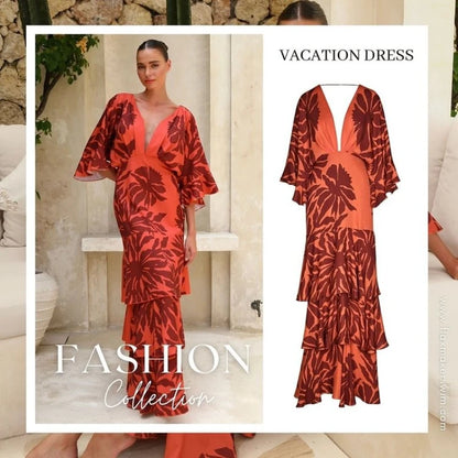 FLAXMAKER Bandeau Blossom Print Dress Women Sexy Sleeveless Ruffle Dolman Sleeve Printed Dresses Floor-length Sundress...