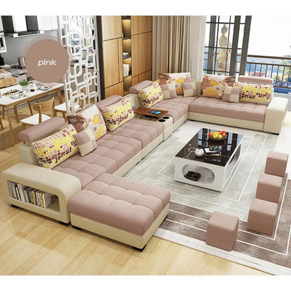 Light Luxury L-Shaped Sofa Set Living Room Furniture High Quality Big Sofa Set Modern Design Wooden Multifunctional Sofa...
