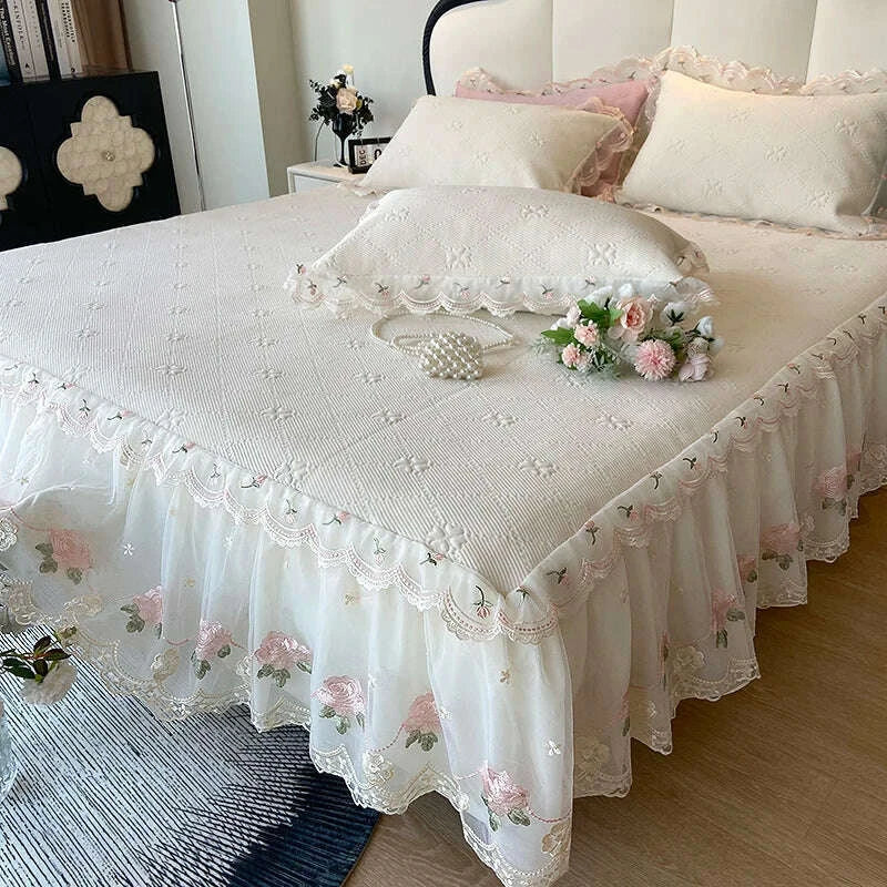 2025 Summer Cool Bed Skirt Sheet Princess Bed Skirt Mattress Ruffled Lace Bedsheet Not Stuffy With Pillowcases Twin Queen Size