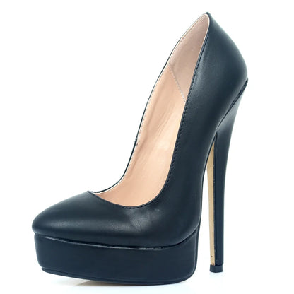 18cm High Heels Sexy Platform Boots Pointed Toe Pumps Party Shoes Plus Size 36-46