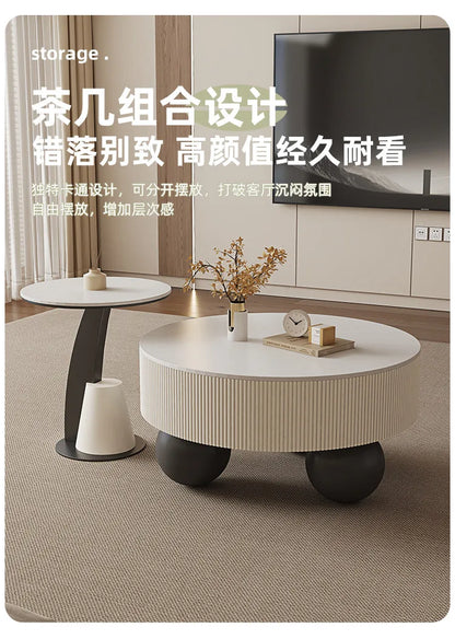 Round Designer Coffee Table Storage Nordic Aesthetic Minimalist Coffee Table Drawers Italian Simple Mesa Auxiliar Home...