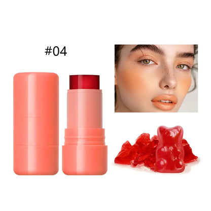 Jelly Blush Lip Gloss Stick for Lazy People to Contour, Even Skin Tone, Brighten and Color, Easy to Apply for Both Lips and Face