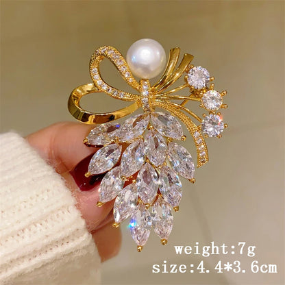 1pc Chic Ribbon Bow Brooch for Men Women Fashion Luxury Rhinestone Bowknot Brooches Pins Jewelry Accessories Party Gifts...