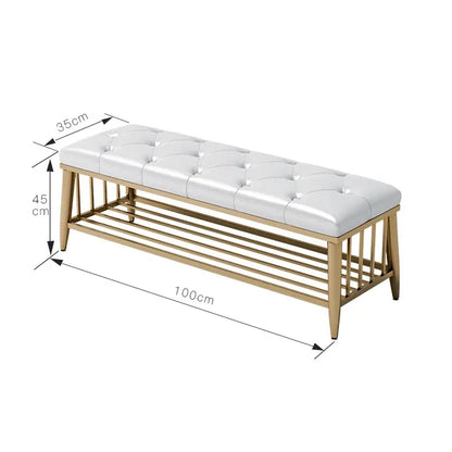 Modern Entryway Metal Shoe Cabinet Luxury Living Room Sofa Stool with Cushion Scandinavian Changing Stool Home Hall Furniture - Kimlud