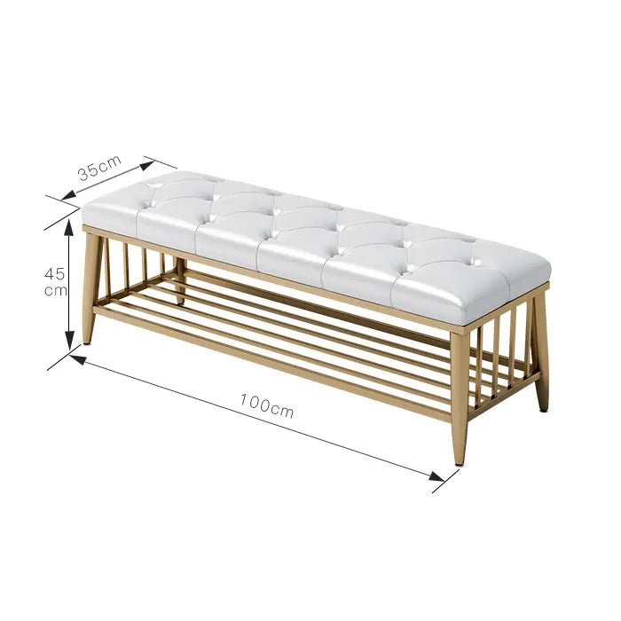 Modern Entryway Metal Shoe Cabinet Luxury Living Room Sofa Stool with Cushion Scandinavian Changing Stool Home Hall Furniture - Kimlud