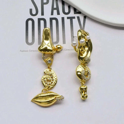 Vintage Exaggerated Irregular Alloy Dangle Earrings for Women Jewelry Baroque Style Party Show Statement Earrings Accessories