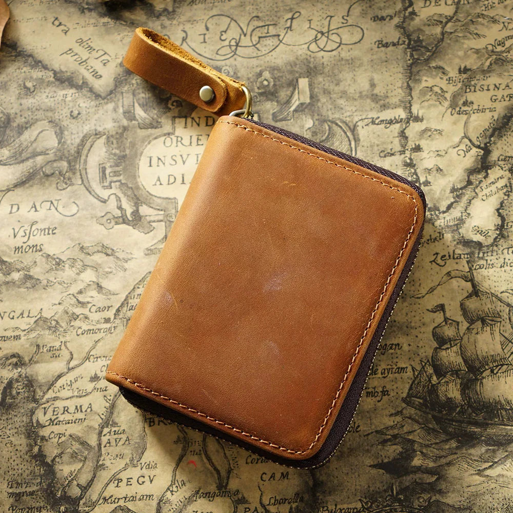 Large Capacity Card Holder with Multiple Slots Genuine Leather Vintage Coin Purse Accordion Wallet Multi-Card Organizer...