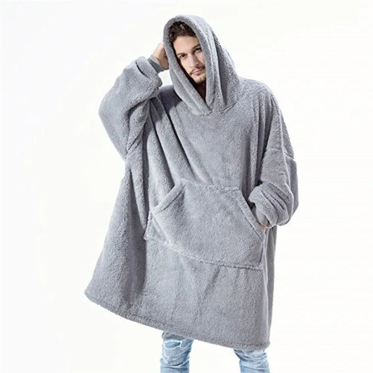 Long Sleeves With Pockets Hoodie Pajamas Women Autumn Winter Fashion Solid Color Loose Double-sided Velvet Home Clothes...