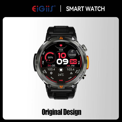 EIGIIS KE3 Smart Watch 3ATM Waterproof Original Design For Men Bluetooth Call Health Monitor With Flashlight 100+ Sports Modes