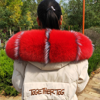 Super Large 100% Real Fox Fur Collar Hood Decor Fur Collar For Down Coat Women Winter Warm Fur Scarf Shawl Luxury