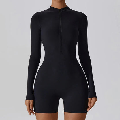 Yoga Jumpsuit Women Seamless Sports Zipper Jumpsuit Set Gym Long Sleeve Fitness Suit Elastic Gym Workout Bodysuit Athletic Wear - Kimlud