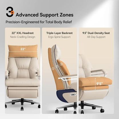 M80A Dual Motor Electric Executive Oice Chair with ootrest, Comortable Reclining Oice Chair Wide Seat, Big and Tall...