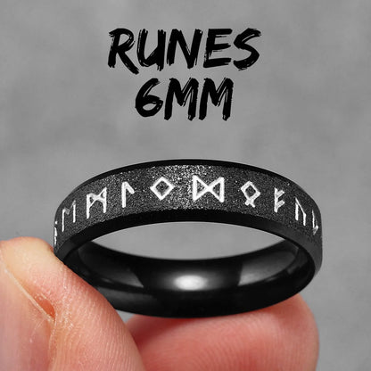 Viking Runes Simple Matte Shiny Stainless Steel Men Rings Punk New In For Male Women Fashion Jewelry Creativity Gift Wholesale