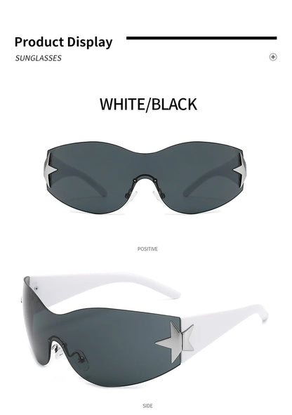 Fashion Sunglasses for Women Men Trendy Shield Wrap Around Sunglasses Oversized Fashion Frameless Sun Glasses