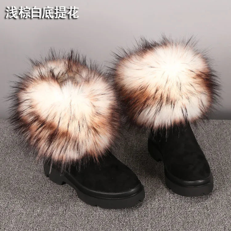 Luxury Faux Fur Fox Artificial Raccoon Shoes Cover Leg Warmers Ankle Boots Feet Cuffs Socks Cover Shoes Sleeve Elastic DIY - Kimlud