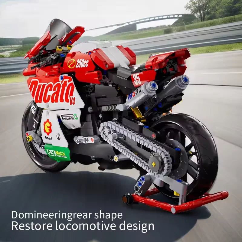 Red 1:10 Racer Motorcycle Building Blocks Set 800+ Pcs MOC DIY Bricks Gifts For Boys Kids Adults Racing Model DIY Toys Christmas