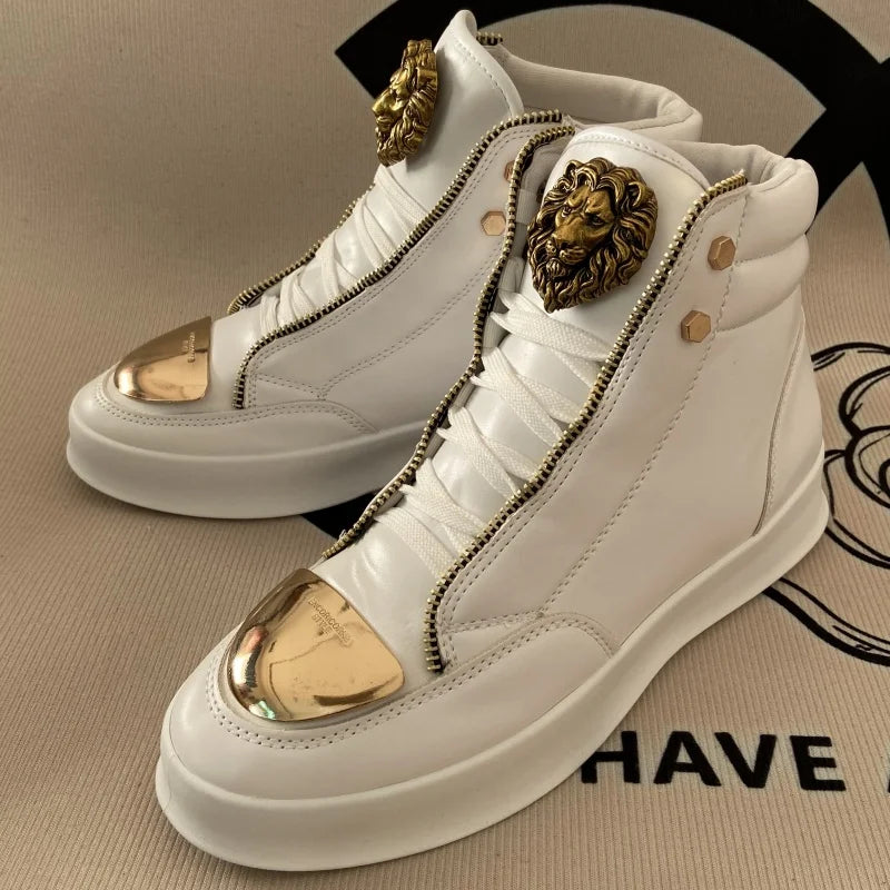 original shoes brand high top casual shoes for man zip decoration casual sneakers mens ankle boots sports hip-hop running shoes - Kimlud