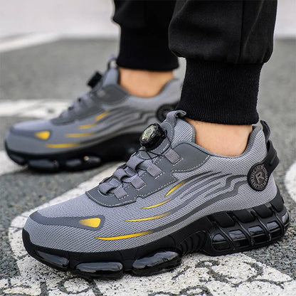 Rotating Button Safety Shoes Men Steel Toe Sneaker Air Cushion Work Shoes Man Puncture Proof Work Safety Boots Protective Shoes